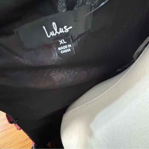 NWT Lulu's Black Floral Asían Print Velvet XL Maxi Babydoll Dress Fairy Whimsi - Picture 4 of 15